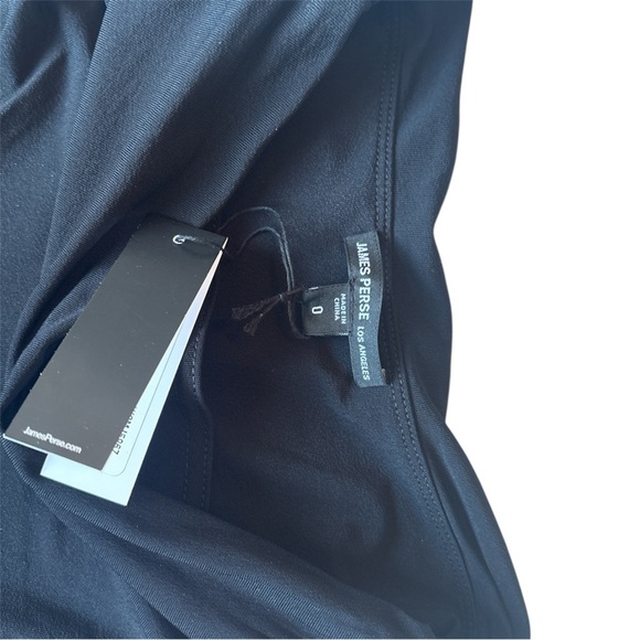 James Perse Rouched Side Midi Skirt Stretchy Black Raw Hem XS Size 0 NWT - Picture 6 of 9